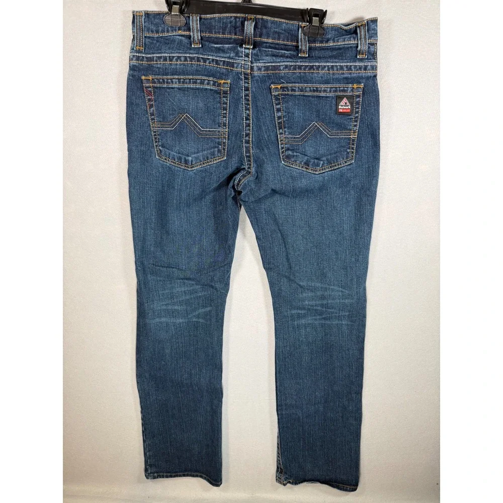Bulwark FR Flame Resistant Mens Jeans 34x34 Dark Wash Straight Leg PSJ2SD2 Blue